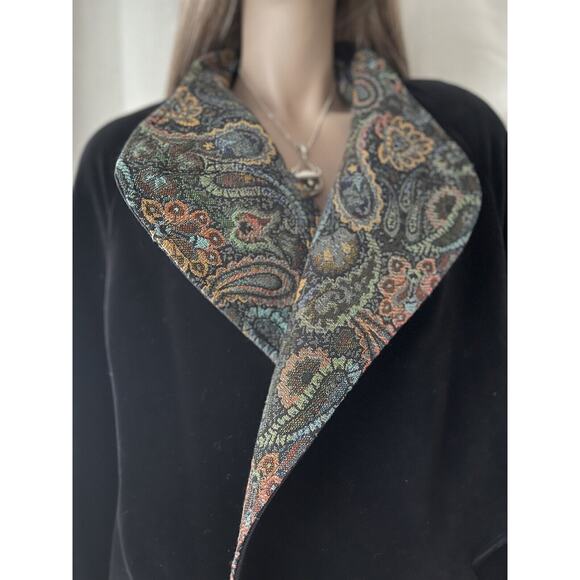 Vintage J.L. deBall Cattvia Black Long Velvet Opera Jacket Coat Duster Lined - Picture 11 of 15